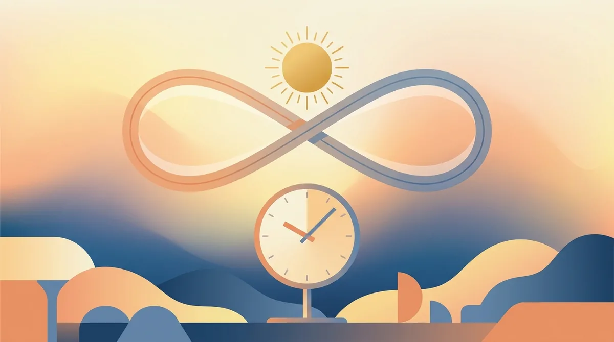 Et solur, der kaster en kort skygge ved middagstid ved siden af et moderne ur, der viser klokken 12, hvilket illustrerer forskellen mellem solmiddag og klokken 12